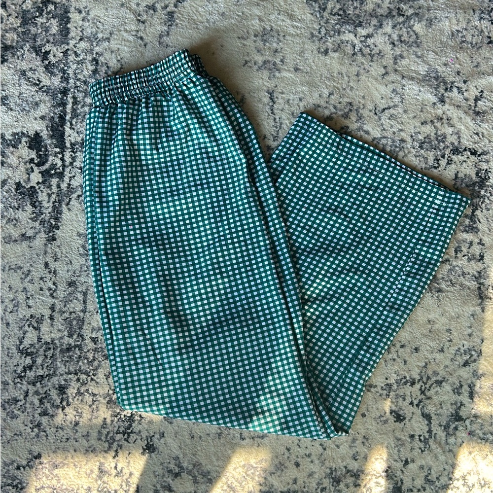 Green and White Checkered Pants